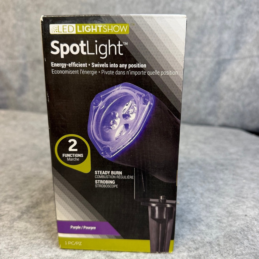 Gemmy LED LightShow SpotLight Purple 2 Functions Steady Strobe 50105